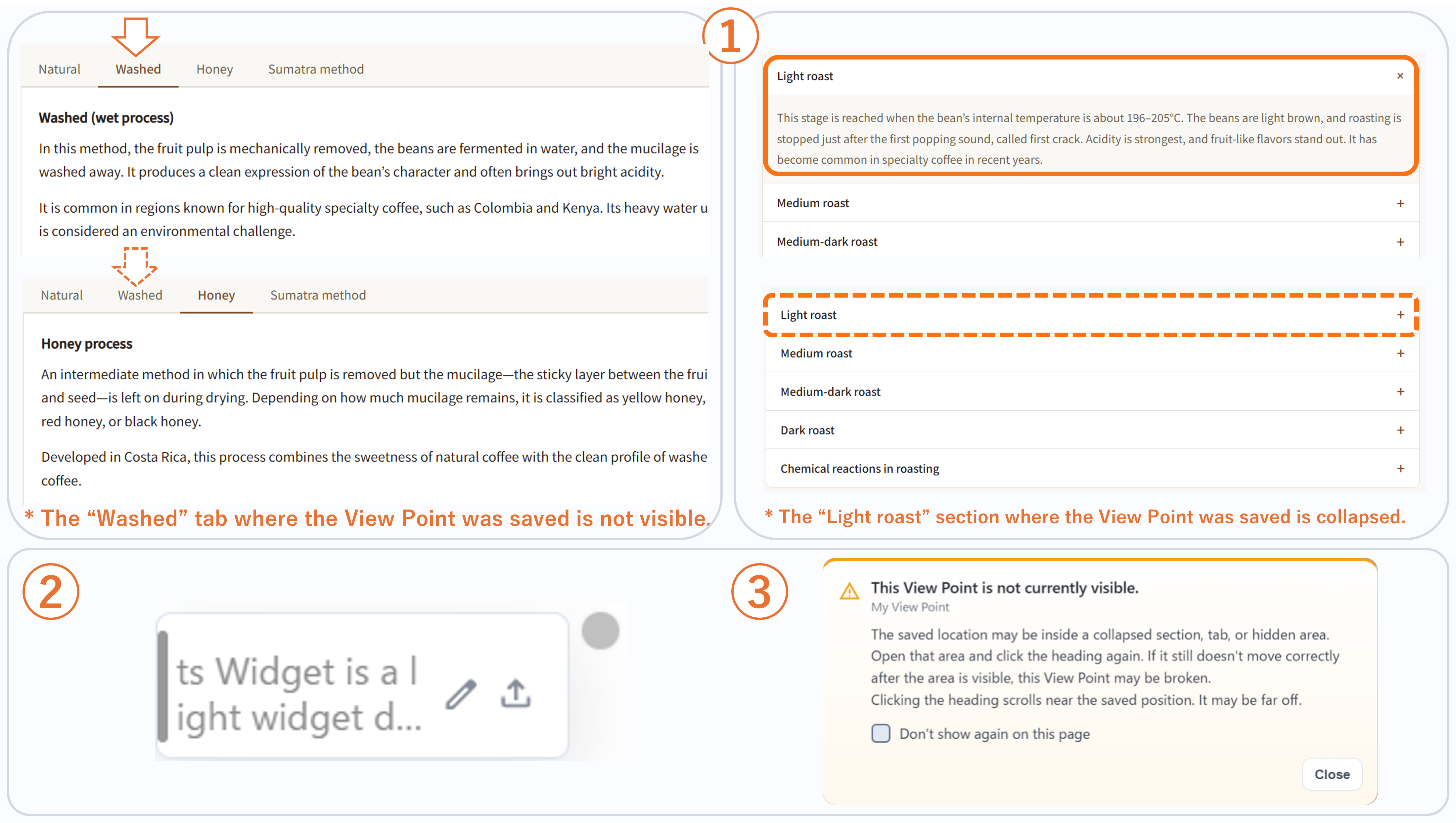 Pages where My View Point cannot be used
